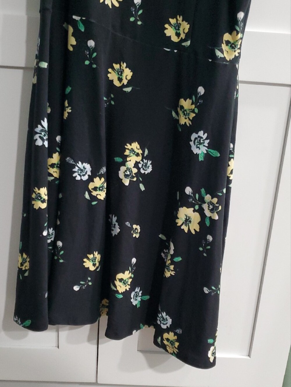 Arizona Jean Company Black Floral Midi Slip Dress with Yellow and Green Accents - Picture 4 of 4